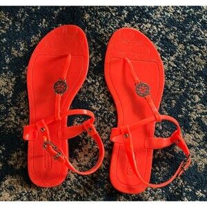 Coach Women’s pansy Sandals jelly Orange Size 9 Coach Logo Resort Beach Flat